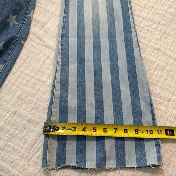 New Judy Blue High Rise Medium Wash Stars And Stripes Flare Jeans Size 16W - Picture 10 of 14